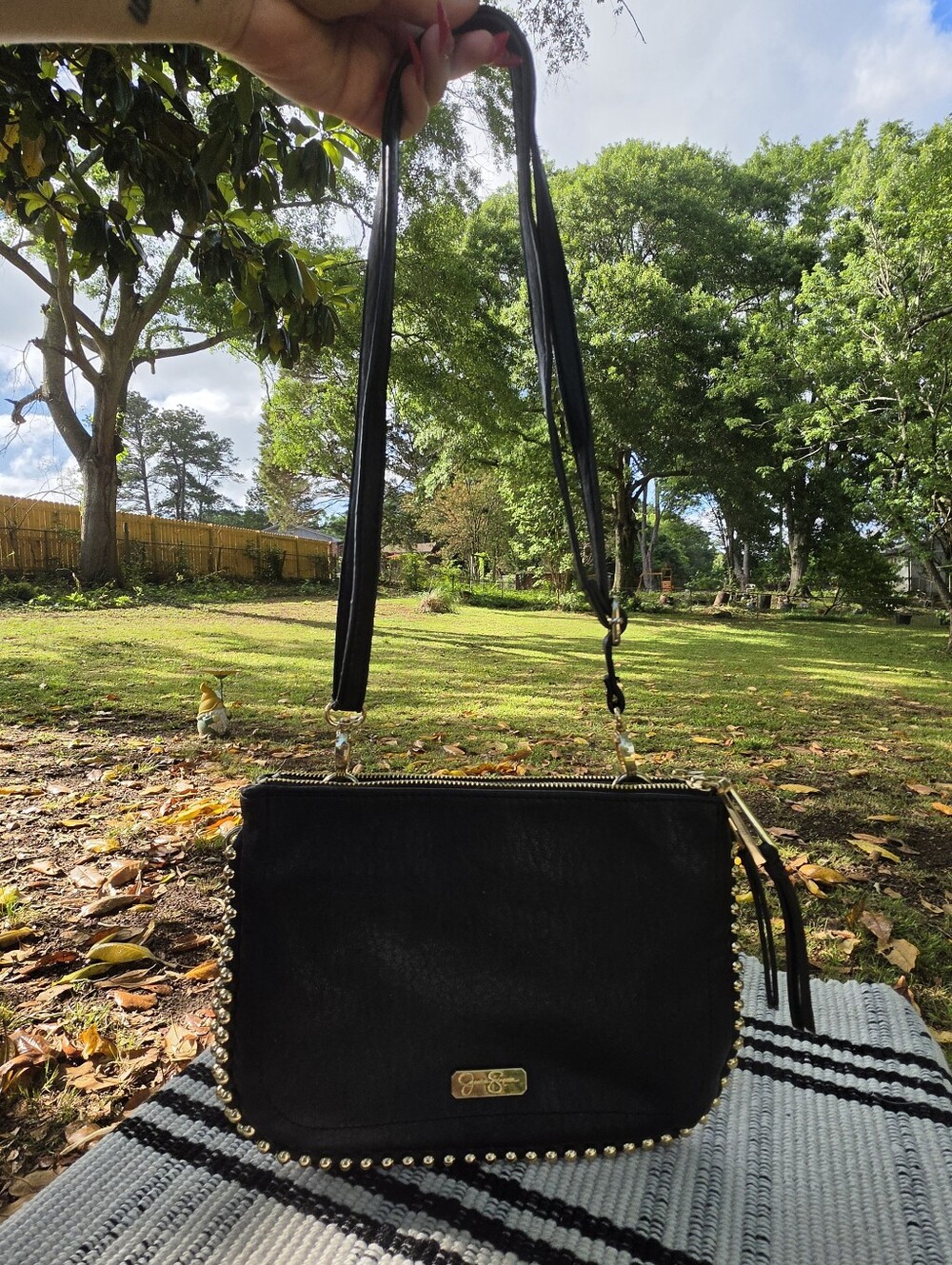 Jessica Simpson black faux leather crossbody bag